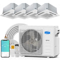 ROVSUN 38000 BTU 20 SEER2 230V Quad Zone (12K+12K+12K+12K) Ceiling Cassette Mini Split Air Conditioner Heat Pump with 25ft Installation Kit