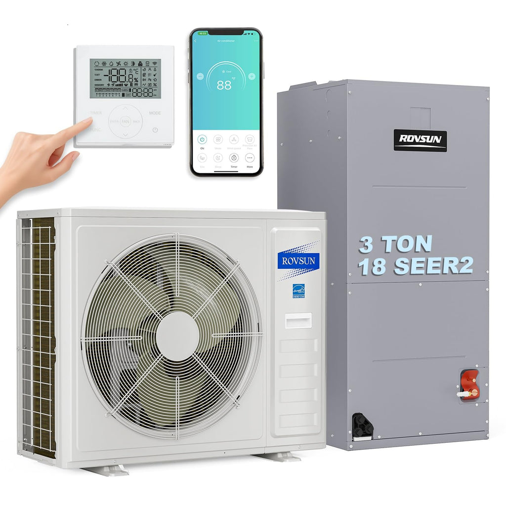 ROVSUN 36000 BTU 18 SEER2 230V Ducted Central Air Conditioner with Side Discharge Air Handler