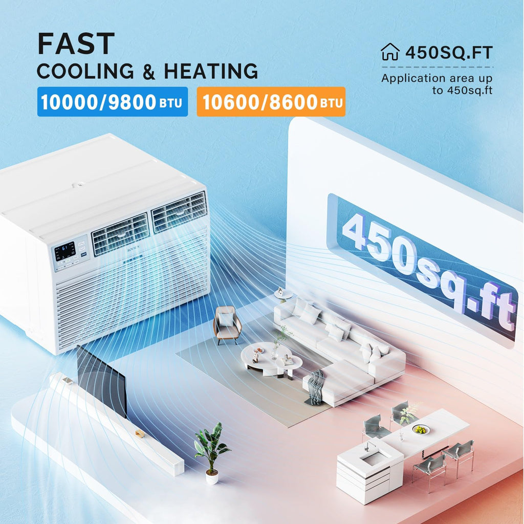 ROVSUN 10000 BTU 230V Through the Wall Air Conditioner with Electric Heat