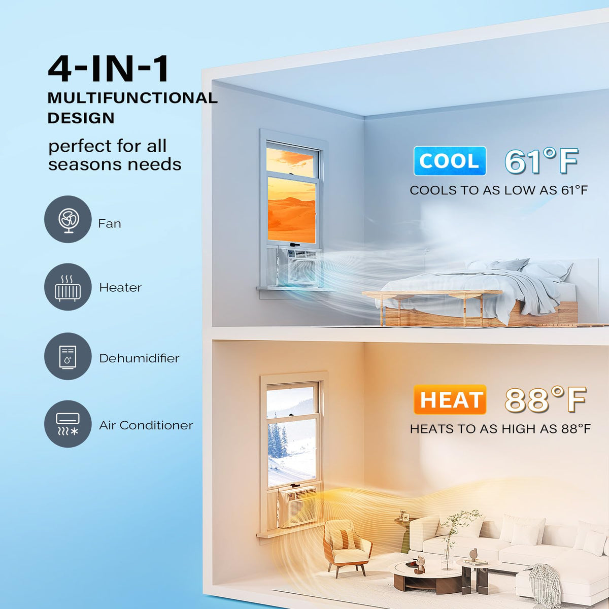ROVSUN 12000 BTU 230V Window Air Conditioner with Electric Heat and Installation Kit