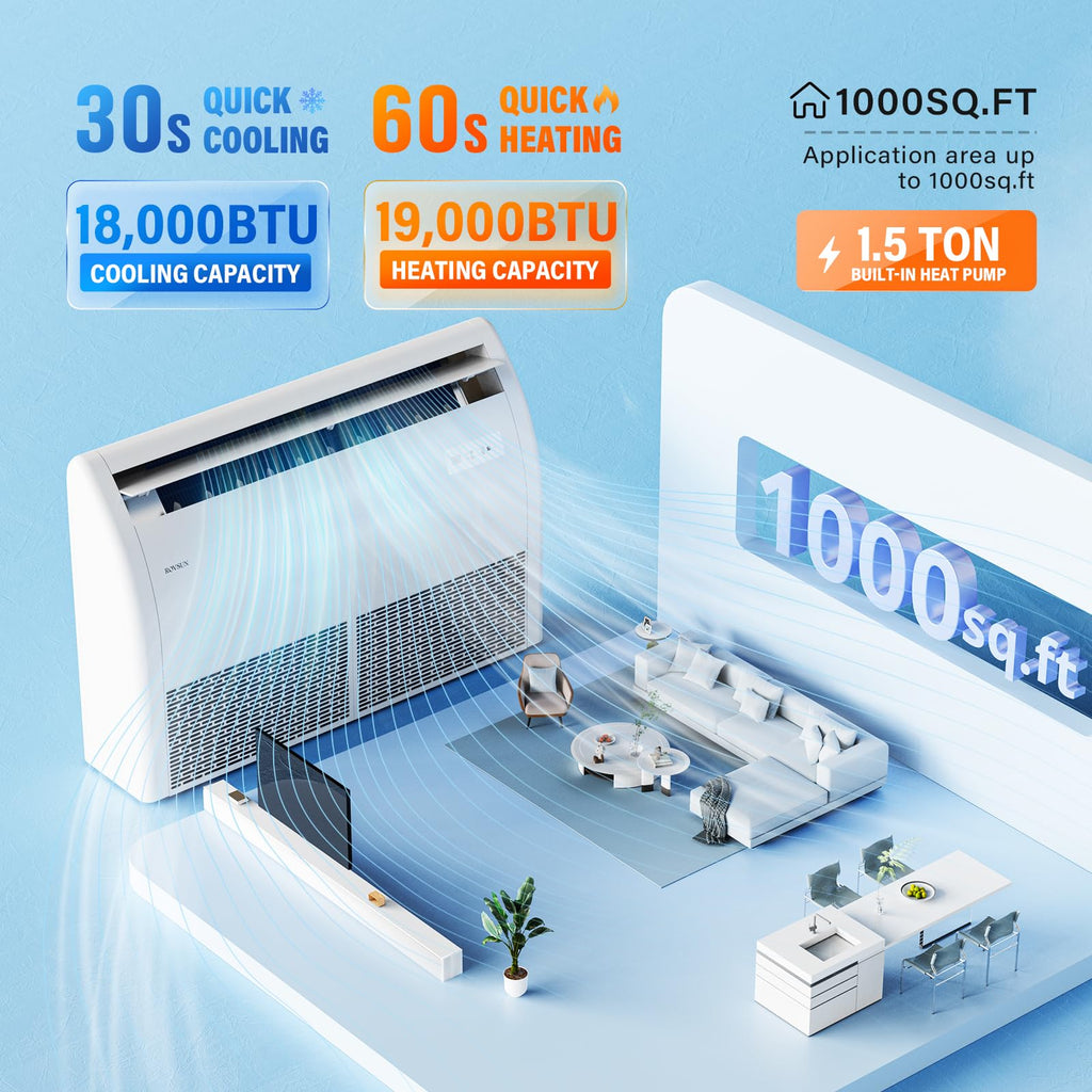 ROVSUN 18000 BTU 23 SEER2 230V Floor Ceiling Mini Split Air Conditioner Heat Pump with 16ft Installation Kit