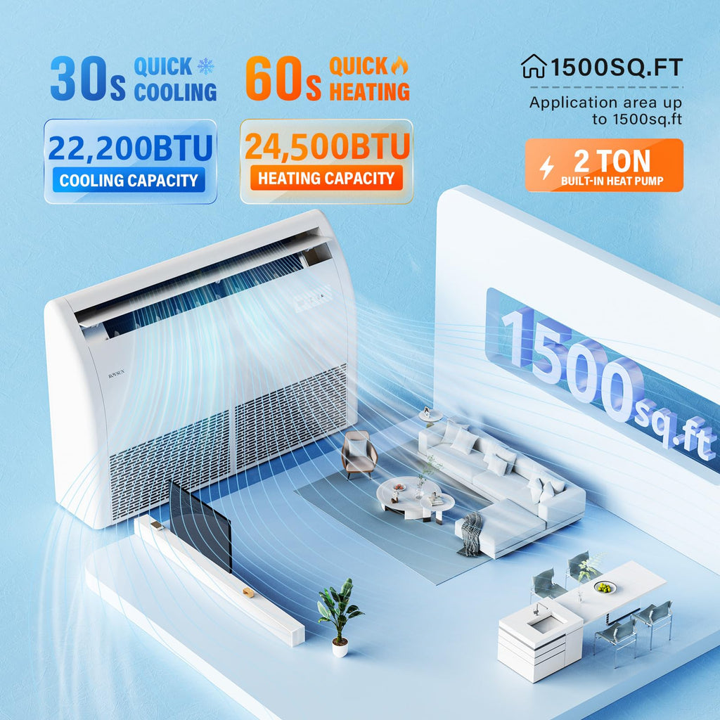 ROVSUN 22200 BTU 23 SEER2 230V Floor Ceiling Mini Split Air Conditioner Heat Pump with 16ft Installation Kit