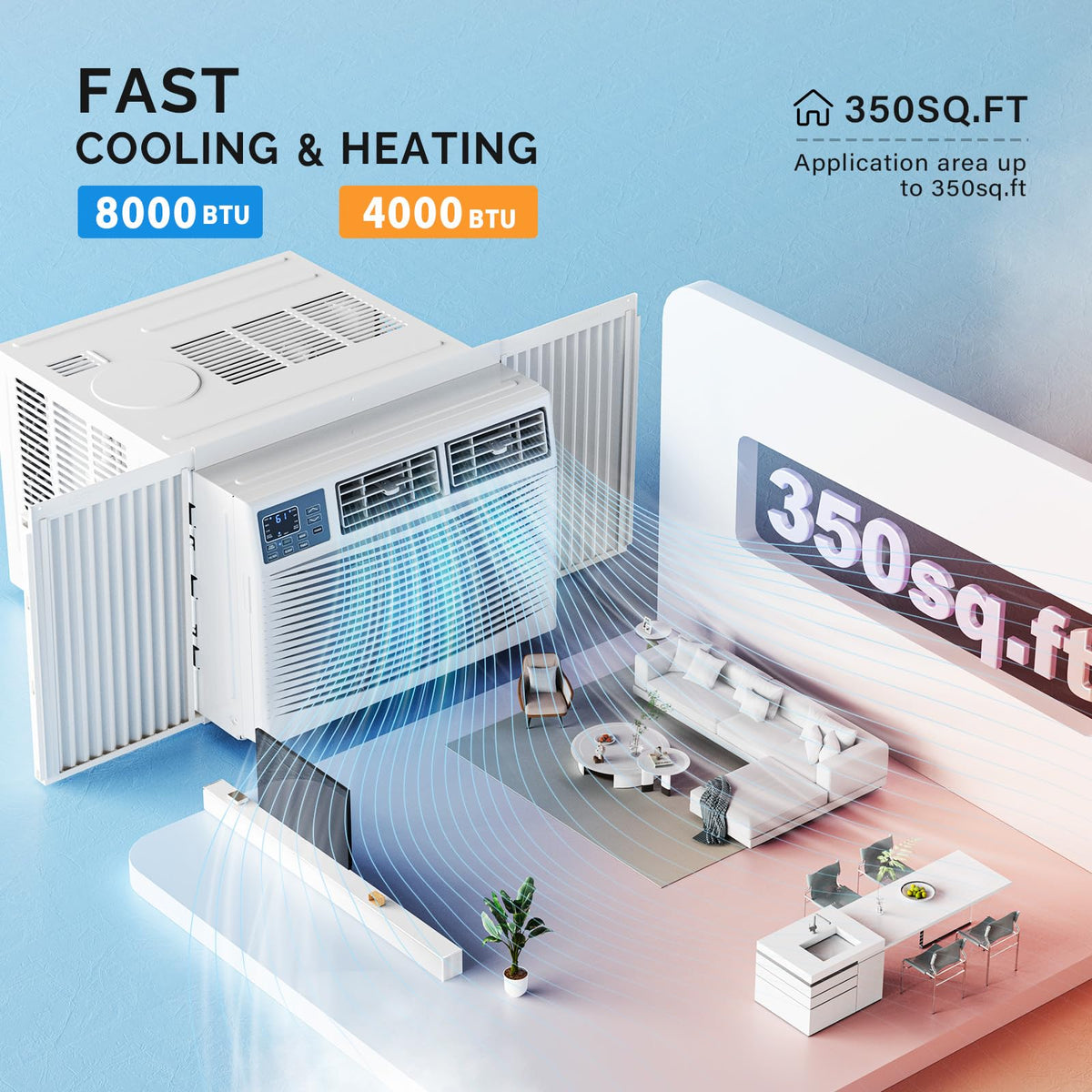 ROVSUN 8000 BTU 115V Window Air Conditioner with Electric Heat and Installation Kit