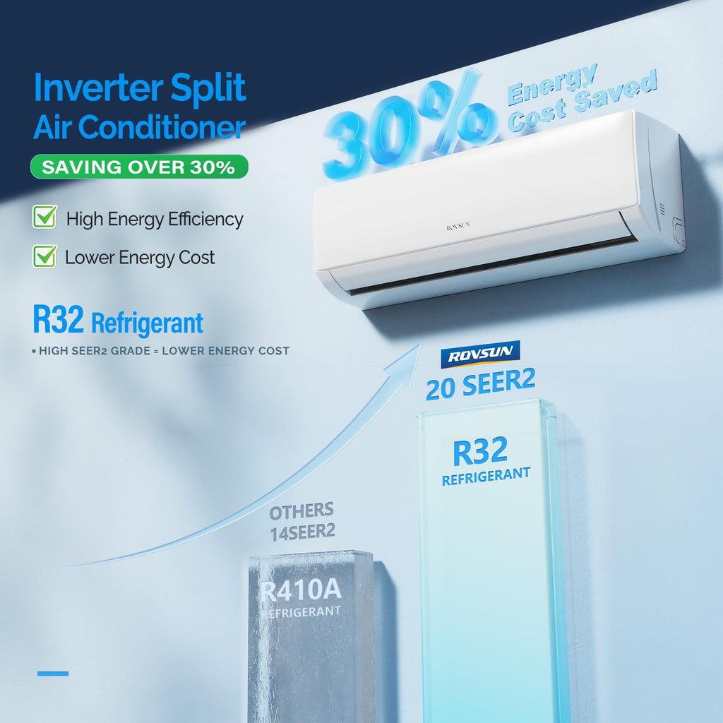 ROVSUN 12000 BTU 20 SEER2 230V Mini Split Air Conditioner Heat Pump with 16ft Installation Kit