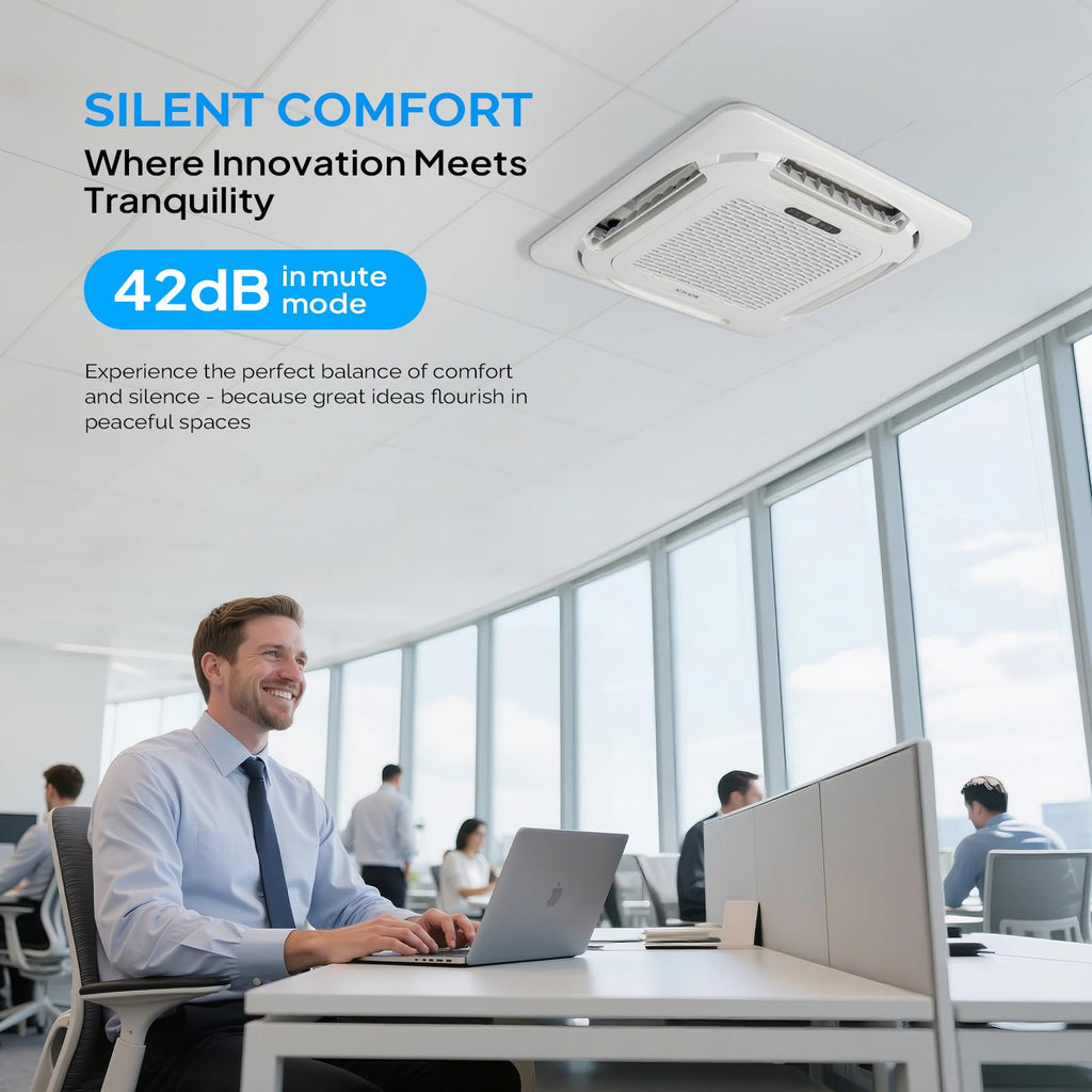 ROVSUN 38000 BTU 20 SEER2 230V Quad Zone (12K+12K+12K+12K) Ceiling Cassette Mini Split Air Conditioner Heat Pump with 25ft Installation Kit