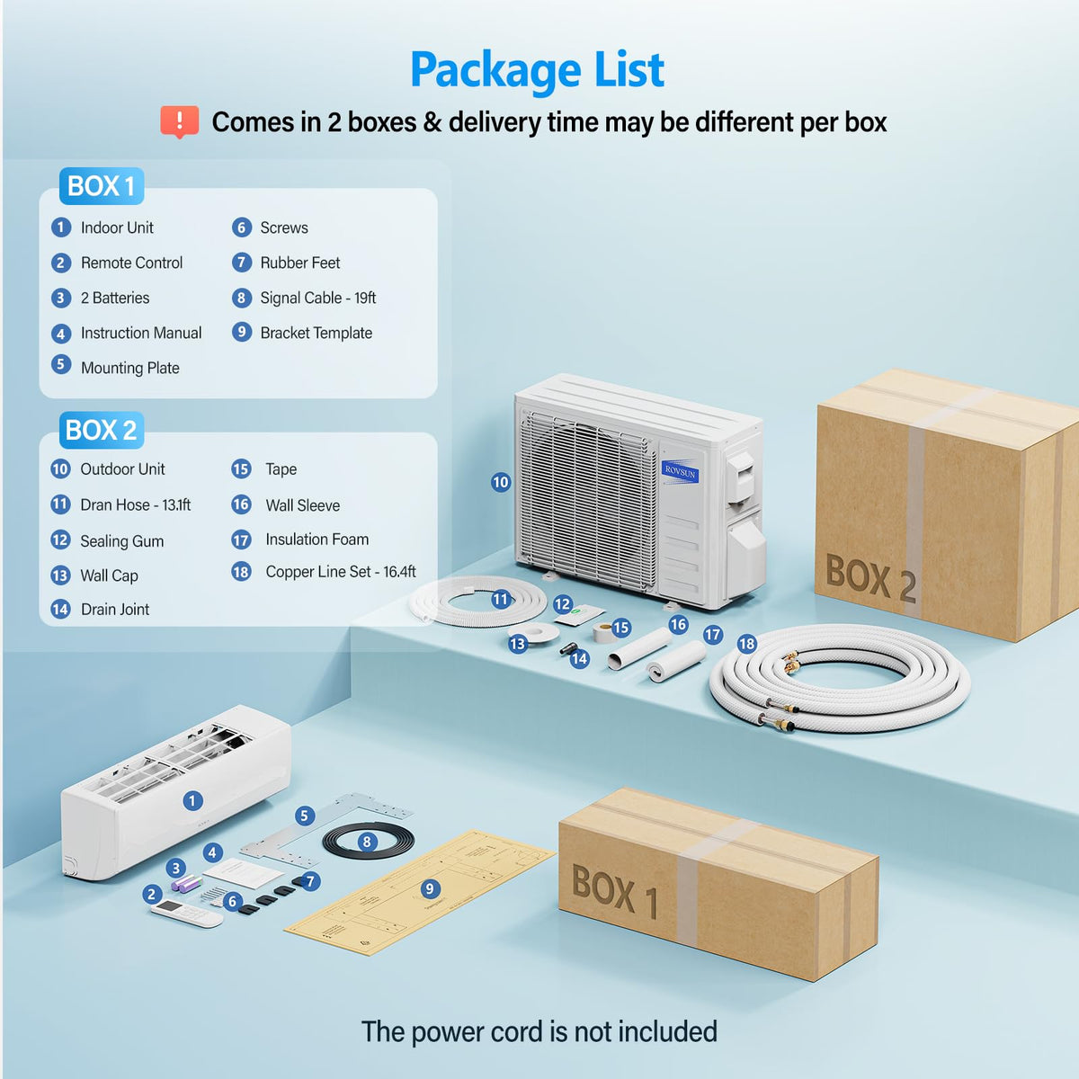 ROVSUN 12000 BTU 20 SEER2 230V Mini Split Air Conditioner Heat Pump with 16ft Installation Kit