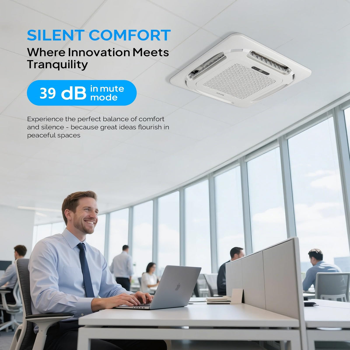 ROVSUN 12000 BTU 24 SEER2 230V Ceiling Cassette Mini Split Air Conditioner Heat Pump with 16ft Installation Kit