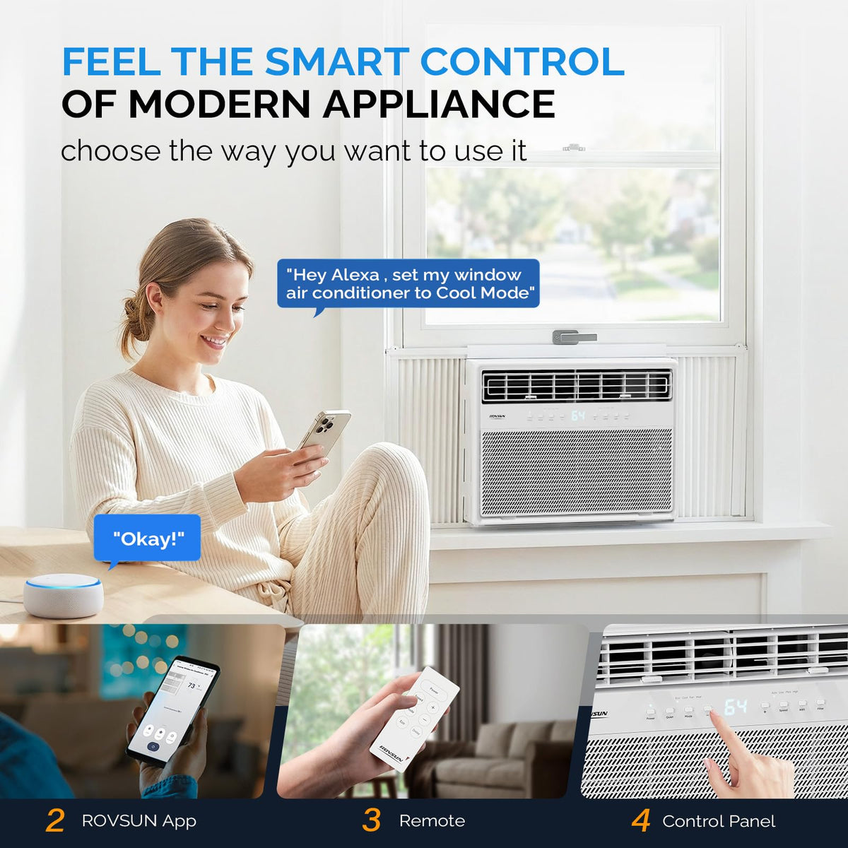 ROVSUN 8000 BTU 115V Inverter Window Air Conditioner Electric Heat and Installation Kit