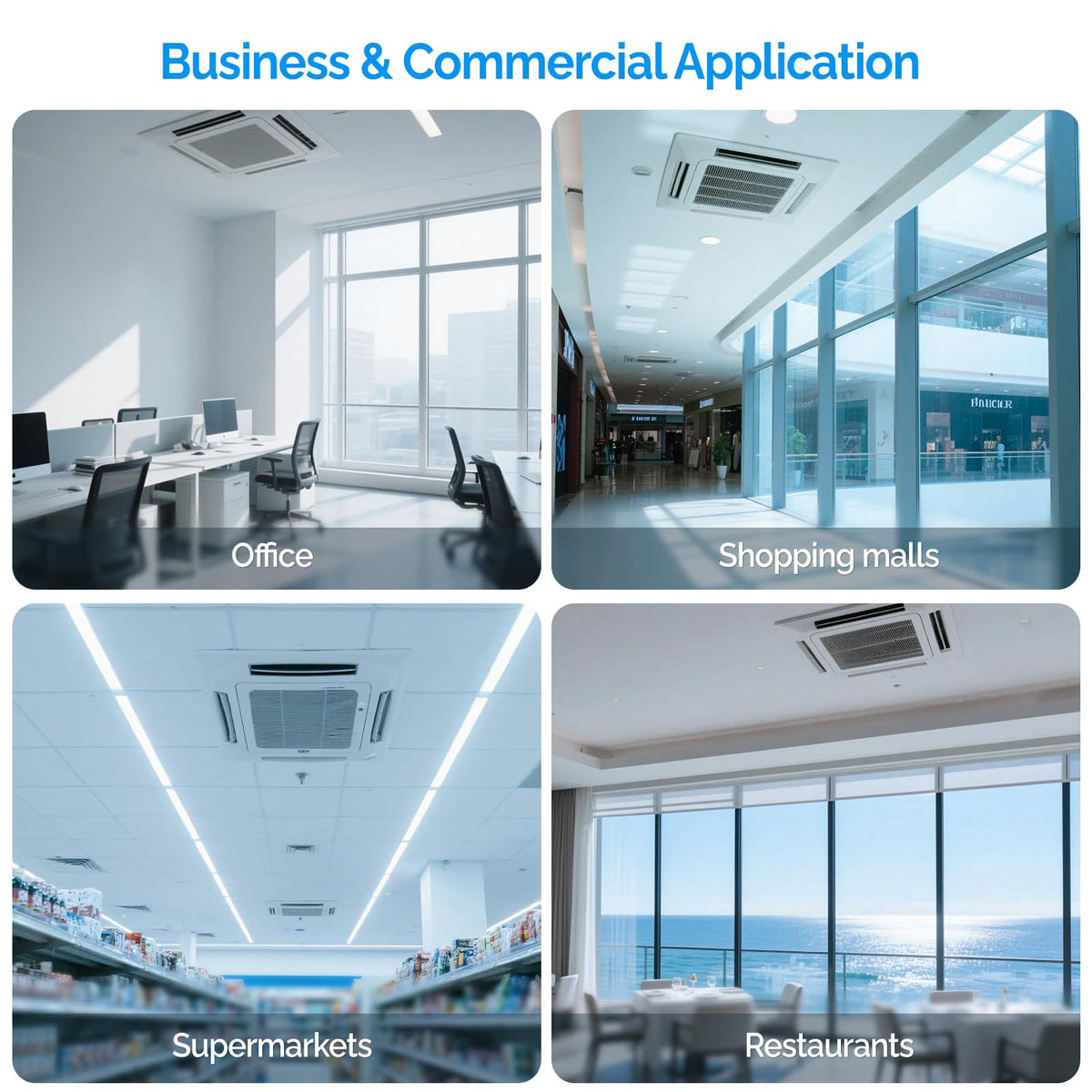 ROVSUN 28000 BTU 20 SEER2 230V Tri-Zone (9K+9K+9K) Ceiling Cassette Mini Split Air Conditioner Heat Pump with 25ft Installation Kit