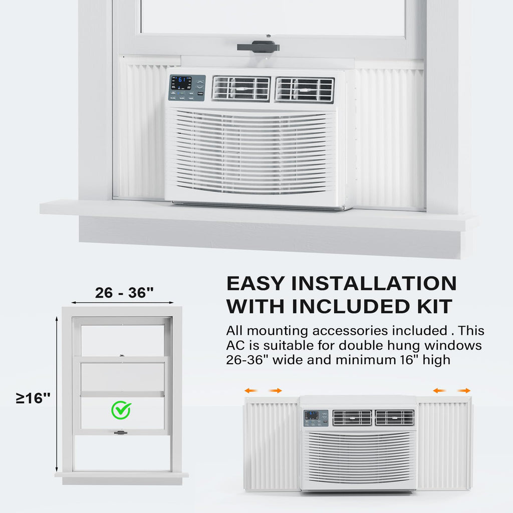 ROVSUN 12000 BTU 230V Window Air Conditioner with Electric Heat and Installation Kit