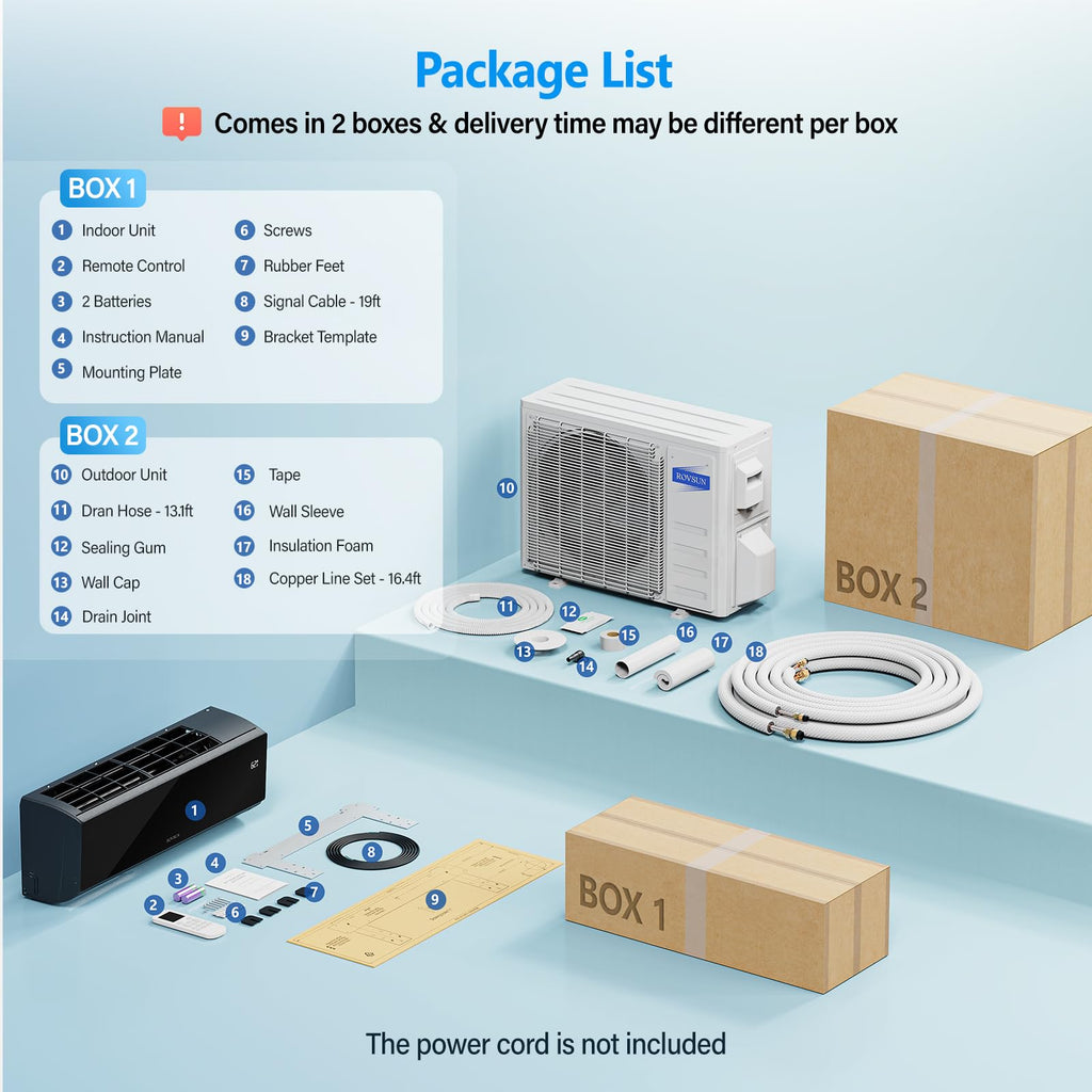 ROVSUN 12000 BTU 20 SEER2 115V Mini Split Air Conditioner Heat Pump with 16ft Installation Kit Black